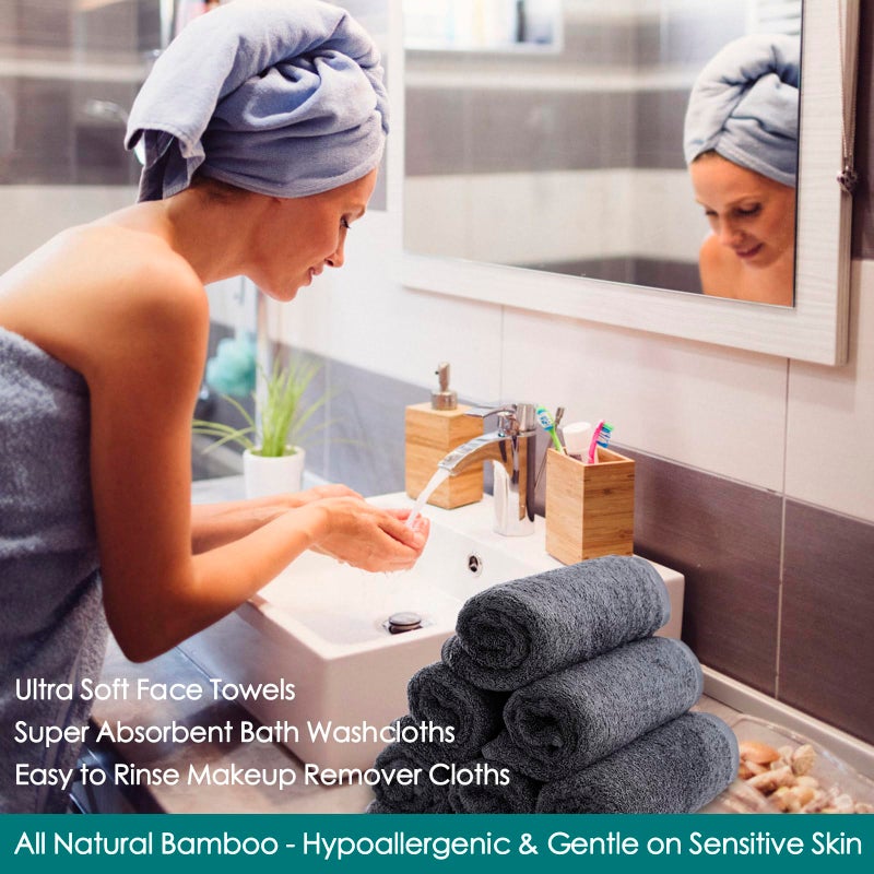 JEFFSUN Wash Cloths 12 Pack, Super Soft and Skin Friendly Face Towel for Sensitive Skin, 10x10 inch Small Face Washcloths, Reusable Washable Makeup Remover Cloths, Easy to Rinse Grey Facial Cleansing Cloths - Image 4